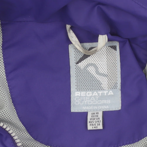 Regatta Women's Purple Waterproof Hooded Rain Jacket Size 10