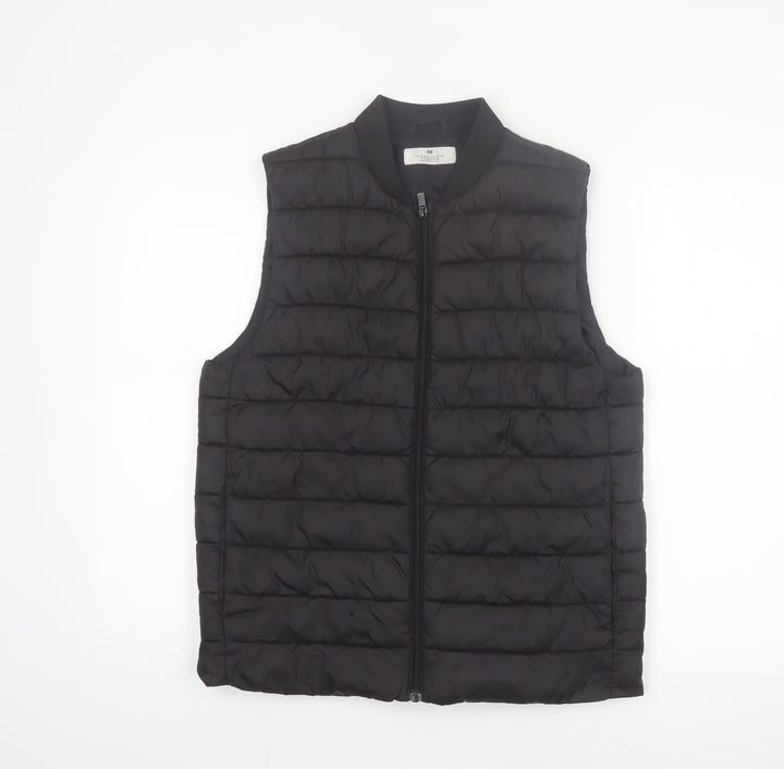 H&M Boys Black Quilted Bodywarmer Padded Waistcoat 12-14 Years