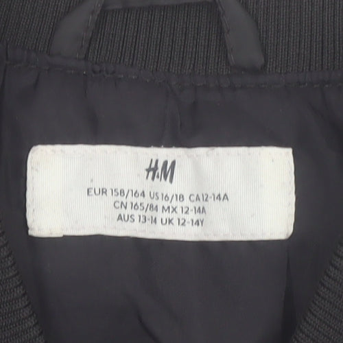 H&M Boys Black Quilted Bodywarmer Padded Waistcoat 12-14 Years