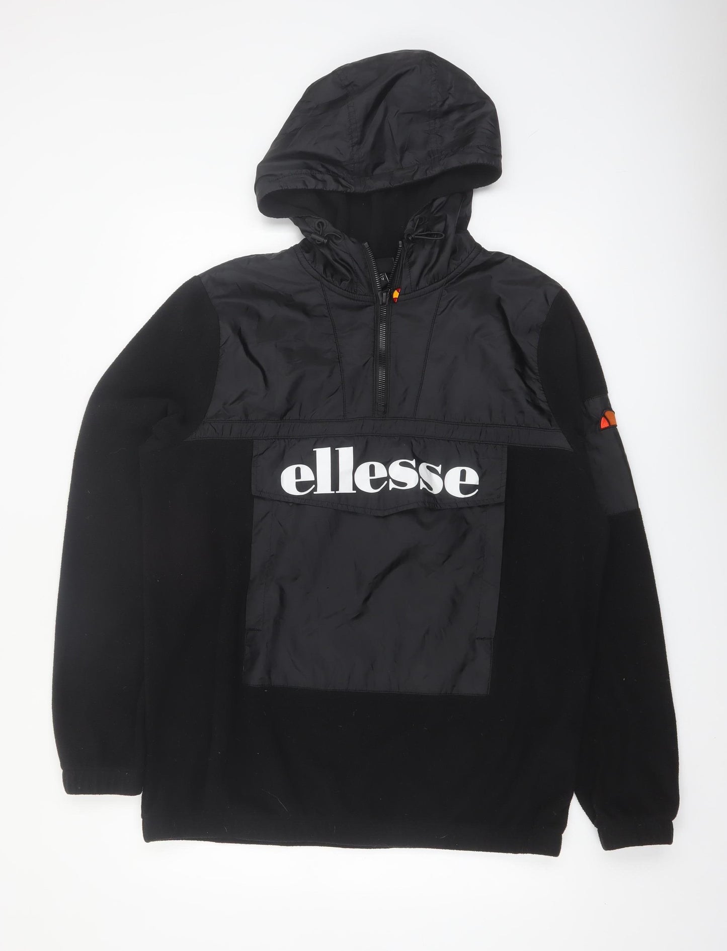 Ellesse Men’s Black Pullover Hoodie M Graphic Logo 1/4 Zip Fleece
