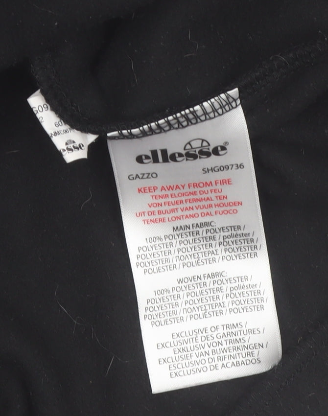 Ellesse Men’s Black Pullover Hoodie M Graphic Logo 1/4 Zip Fleece