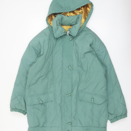 Nuage Womens Green Hooded Parka Coat Size 14 Lined Winter Jacket