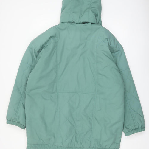 Nuage Womens Green Hooded Parka Coat Size 14 Lined Winter Jacket