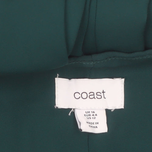 Coast Women's Green Size 16 Wrap Midi Dress Long Sleeve Elegant Formal