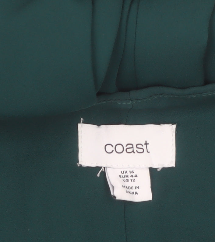 Coast Women's Green Size 16 Wrap Midi Dress Long Sleeve Elegant Formal