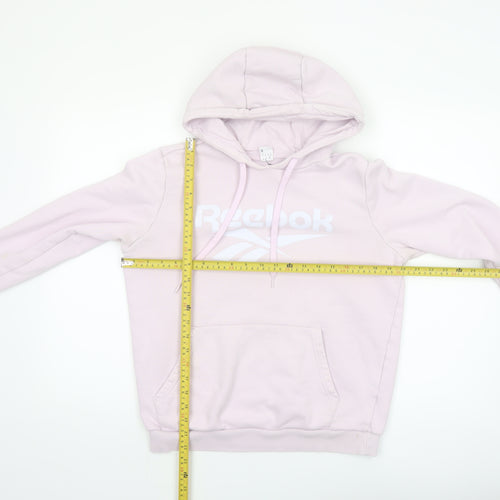 Reebok Women Pink Pullover Hoodie Small Cotton Logo Casual