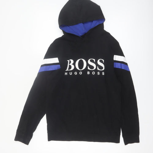 Hugo Boss Men's Black Pullover Hoodie S Logo Graphic Sweatshirt