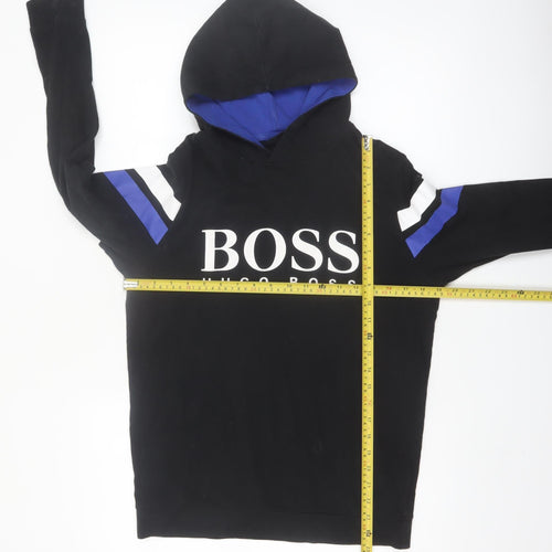 Hugo Boss Men's Black Pullover Hoodie S Logo Graphic Sweatshirt