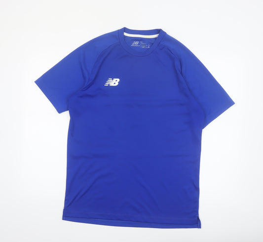 New Balance Men's Blue Athletic T-Shirt L Moisture Wicking Sports Top