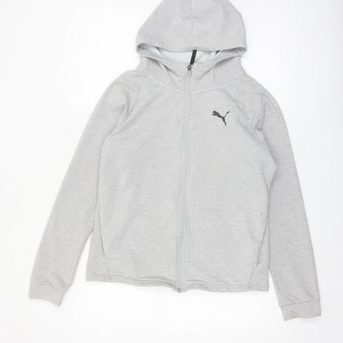 Puma Women Grey Full Zip Hoodie Size 12 Cotton Blend