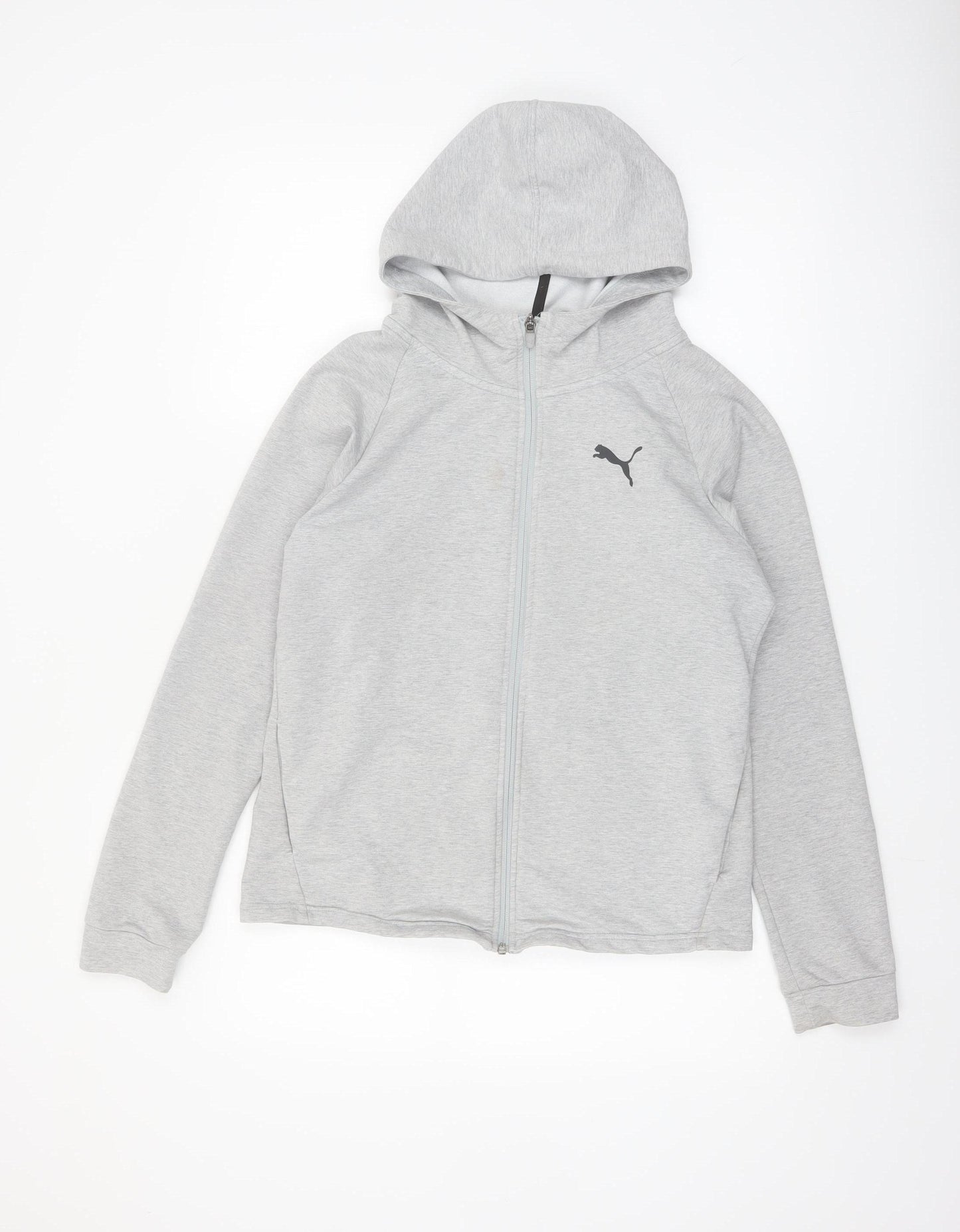 Puma Women Grey Full Zip Hoodie Size 12 Cotton Blend