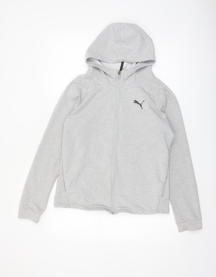 Puma Women Grey Full Zip Hoodie Size 12 Cotton Blend