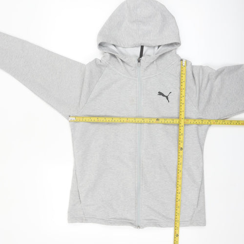 Puma Women Grey Full Zip Hoodie Size 12 Cotton Blend