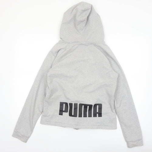 Puma Women Grey Full Zip Hoodie Size 12 Cotton Blend