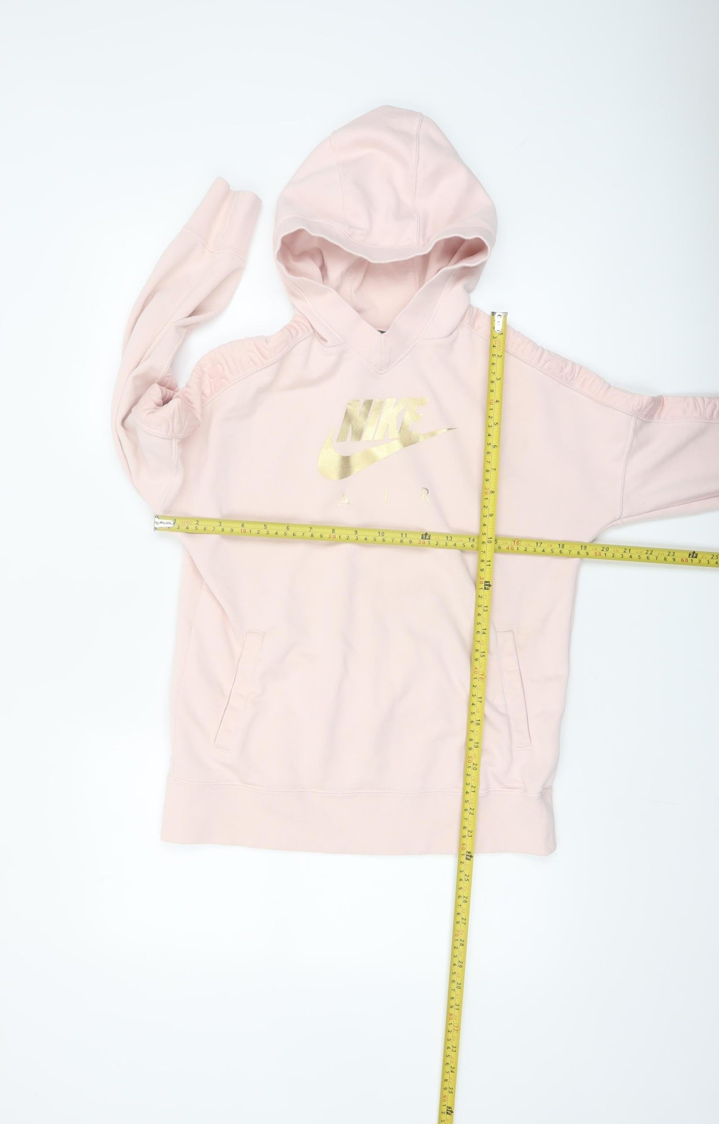 Nike Girls Pink Gold Logo Pullover Hoodie XL 14-15 Years Fleece