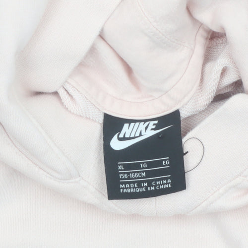 Nike Girls Pink Gold Logo Pullover Hoodie XL 14-15 Years Fleece