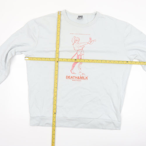 Death & Milk Men’s White Anime Graphic Sweatshirt XL