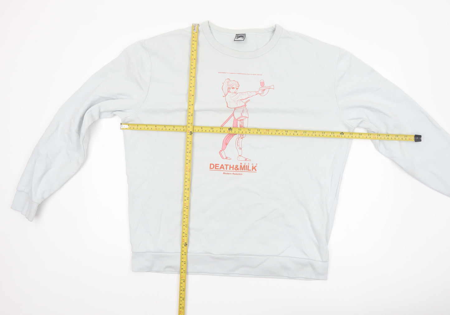 Death & Milk Men’s White Anime Graphic Sweatshirt XL