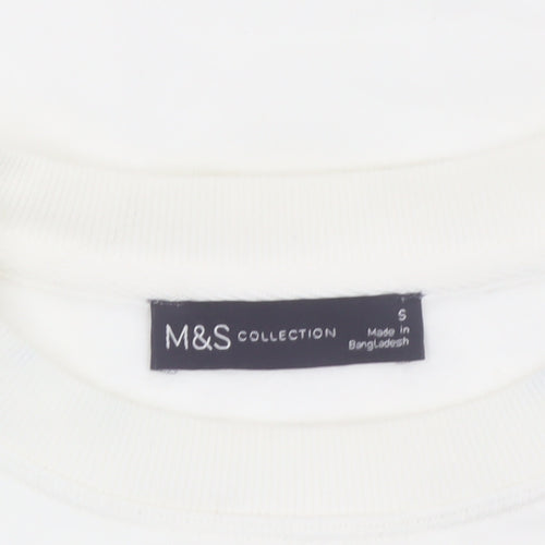Marks and Spencer Women Ivory Pearl Embellished Pullover Sweatshirt S