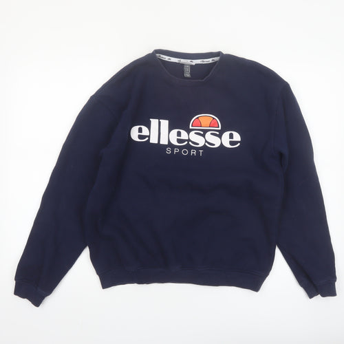 Ellesse Women Navy Blue Crew Neck Pullover Sweatshirt UK 12