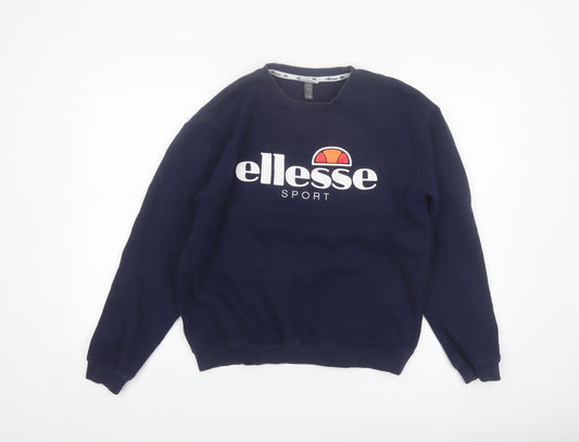 Ellesse Women Navy Blue Crew Neck Pullover Sweatshirt UK 12