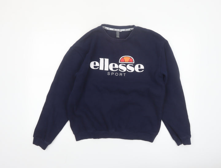 Ellesse Women Navy Blue Crew Neck Pullover Sweatshirt UK 12