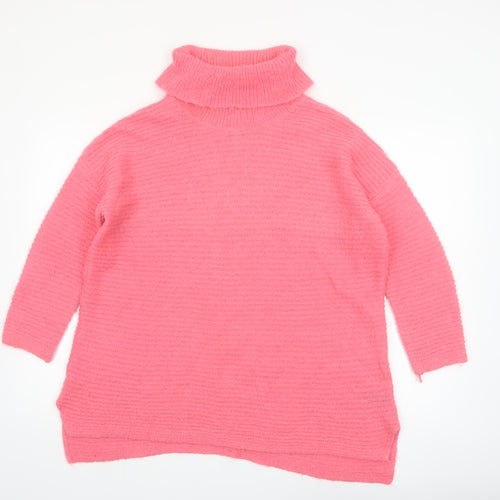 Marks and Spencer Women’s Pink Roll Neck Chunky Knit Jumper Size 16