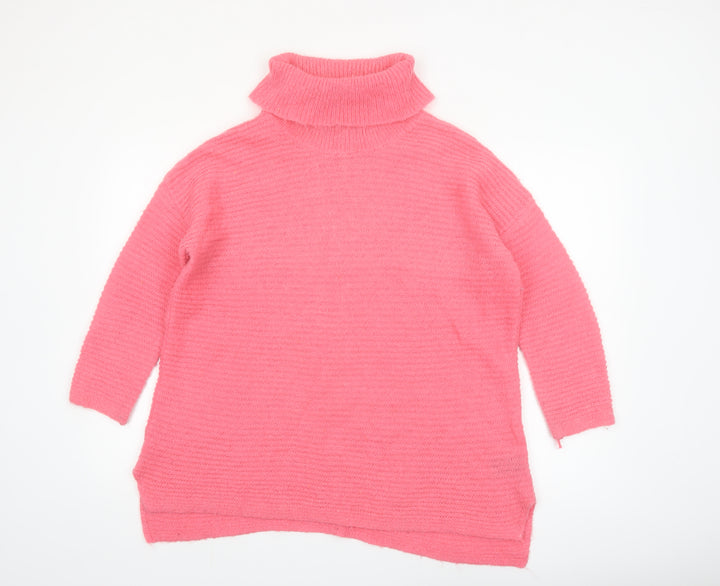 Marks and Spencer Women’s Pink Roll Neck Chunky Knit Jumper Size 16