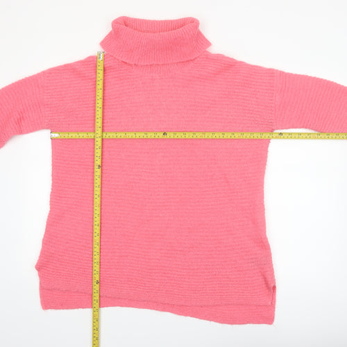 Marks and Spencer Women’s Pink Roll Neck Chunky Knit Jumper Size 16
