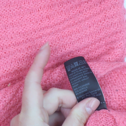 Marks and Spencer Women’s Pink Roll Neck Chunky Knit Jumper Size 16