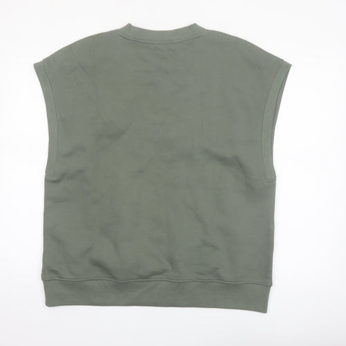 Zara Women Green V-Neck Sleeveless Basic Jersey Top Size 12