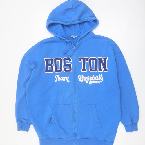 Clockhouse Women Blue Full Zip Hoodie Boston Team Design XS