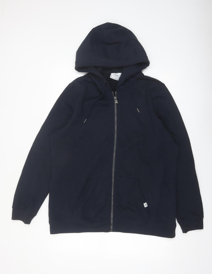 TOG24 Men's Blue Full Zip Hoodie XL Fleece Cotton Blend