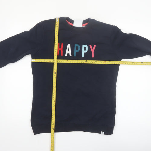 TOG24 Women Navy Blue Happy Pullover Sweatshirt Size 10 Cotton Blend