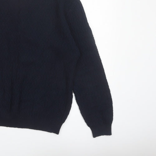 Mango Men Blue Knit Crew Neck Long Sleeve Pullover Jumper L