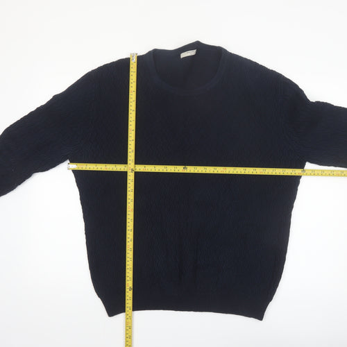 Mango Men Blue Knit Crew Neck Long Sleeve Pullover Jumper L