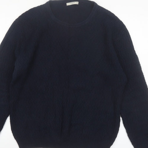Mango Men Blue Knit Crew Neck Long Sleeve Pullover Jumper L