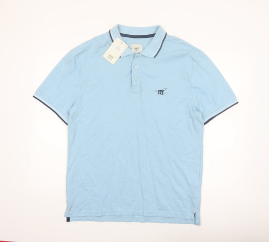 Henry Cotton's Men's Blue 2XL Cotton Polo Shirt