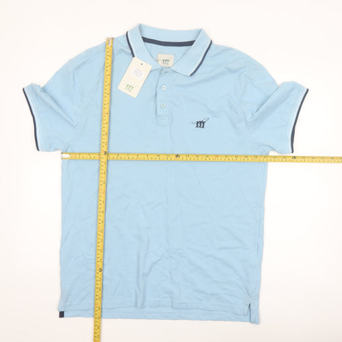 Henry Cotton's Men's Blue 2XL Cotton Polo Shirt