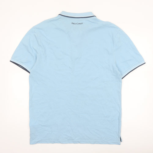 Henry Cotton's Men's Blue 2XL Cotton Polo Shirt