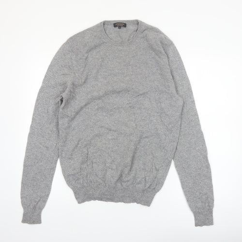 Jaeger Men's Grey Pure Cashmere Crew Neck Jumper M