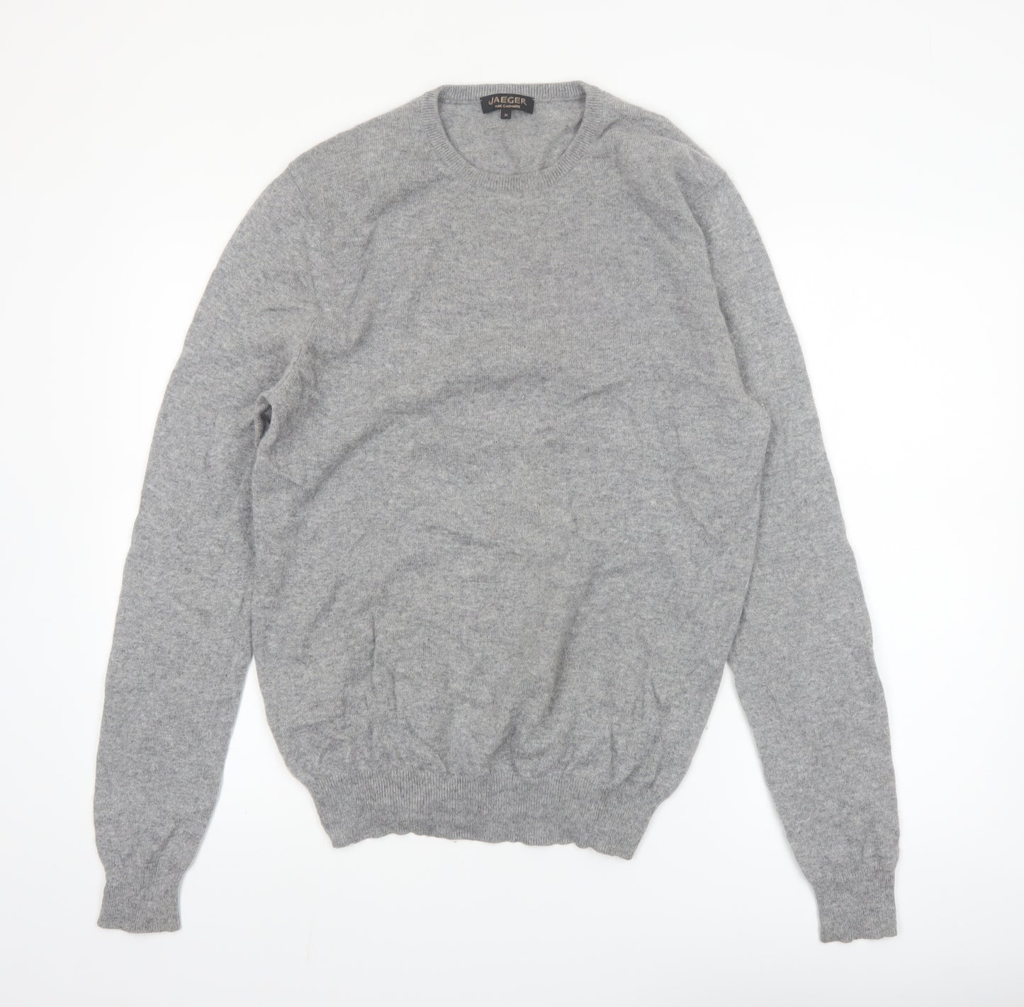 Jaeger Men's Grey Pure Cashmere Crew Neck Jumper M