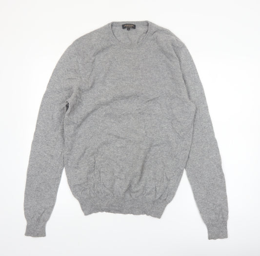 Jaeger Men's Grey Pure Cashmere Crew Neck Jumper M