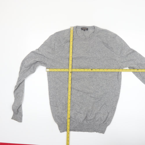 Jaeger Men's Grey Pure Cashmere Crew Neck Jumper M