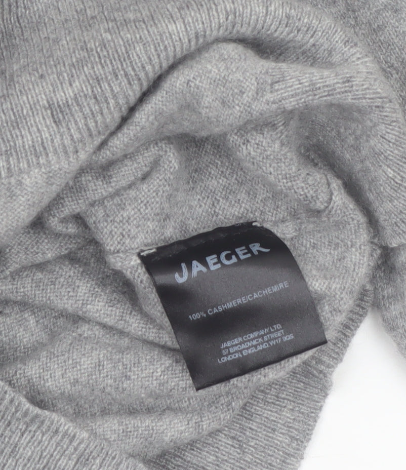 Jaeger Men's Grey Pure Cashmere Crew Neck Jumper M