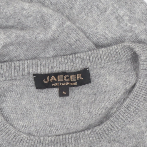 Jaeger Men's Grey Pure Cashmere Crew Neck Jumper M
