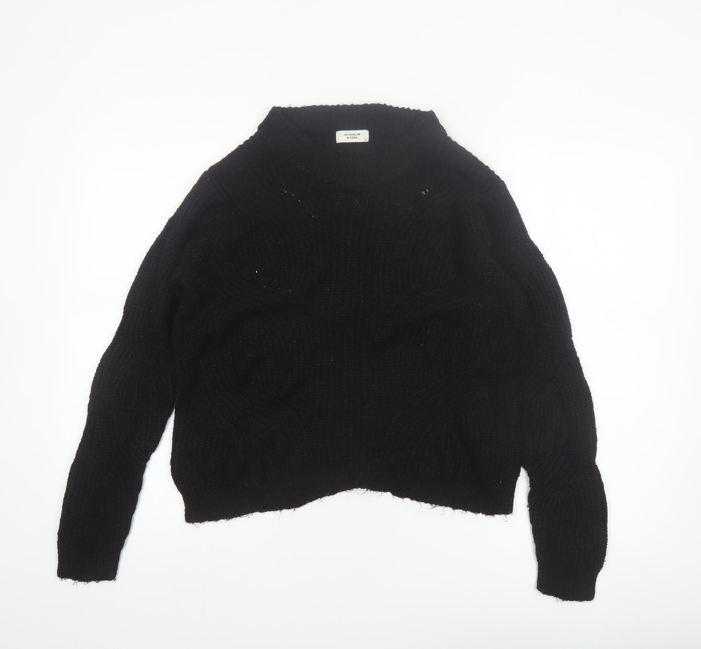 Jacqueline de Yong Women's Black Chunky Knit Pullover Jumper Size S