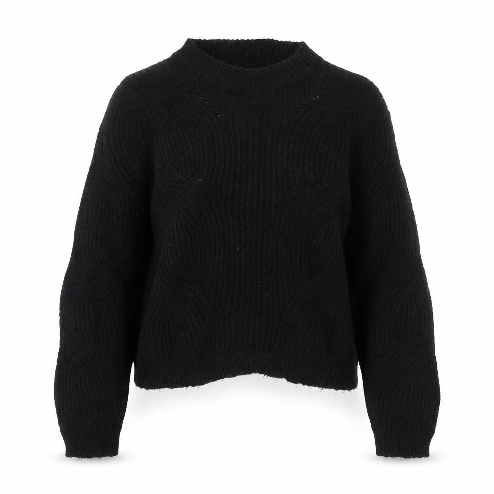 Front view of Jacqueline de Yong Women's Black Chunky Knit jumper, size S