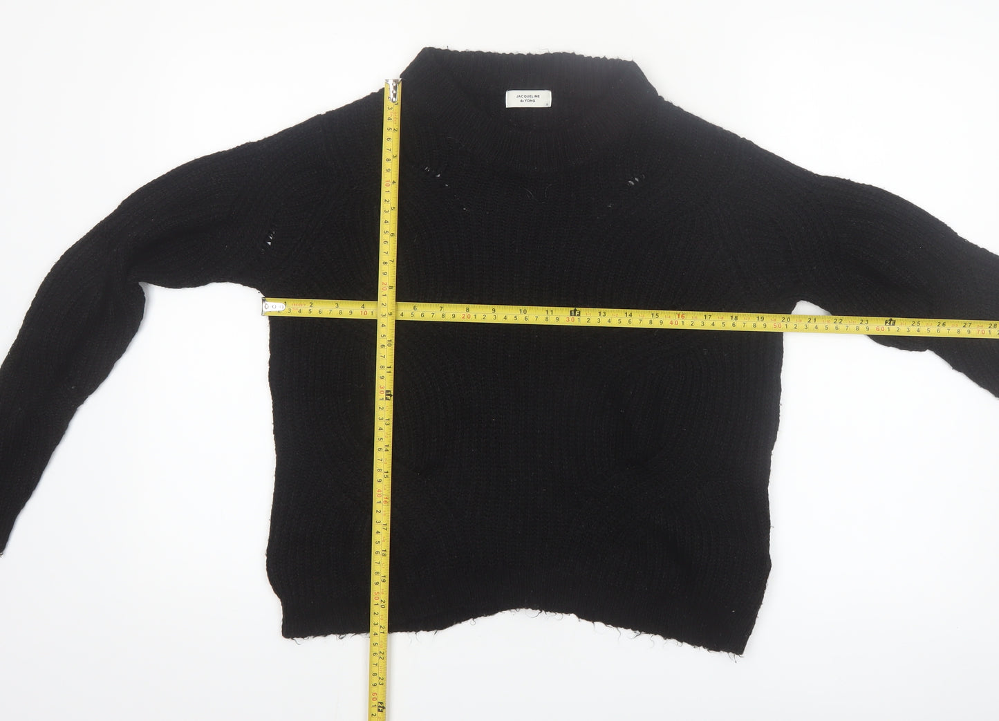 Jacqueline de Yong Women's Black Chunky Knit Pullover Jumper Size S