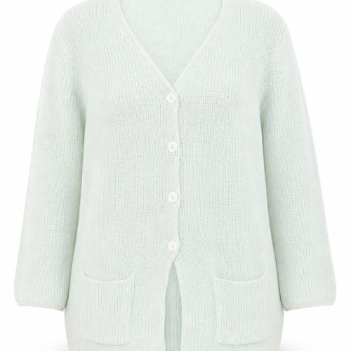 Marks and Spencer Women’s Pale Green Cotton V-Neck Long Sleeve Cardigan Size 16